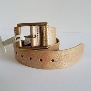 Vtg. Liz Claiborne Gold Wash Leather Belt